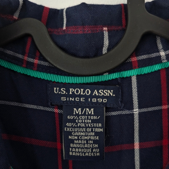 U.S. Polo Assn. Navy Plaid Long Sleeve Shirt Dress In Size Medium - Picture 4 of 8